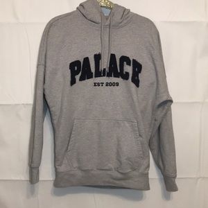 Palace Brand Drop Shoulder Denim Appliqué Hoodie Grey Medium 100% Cotton
